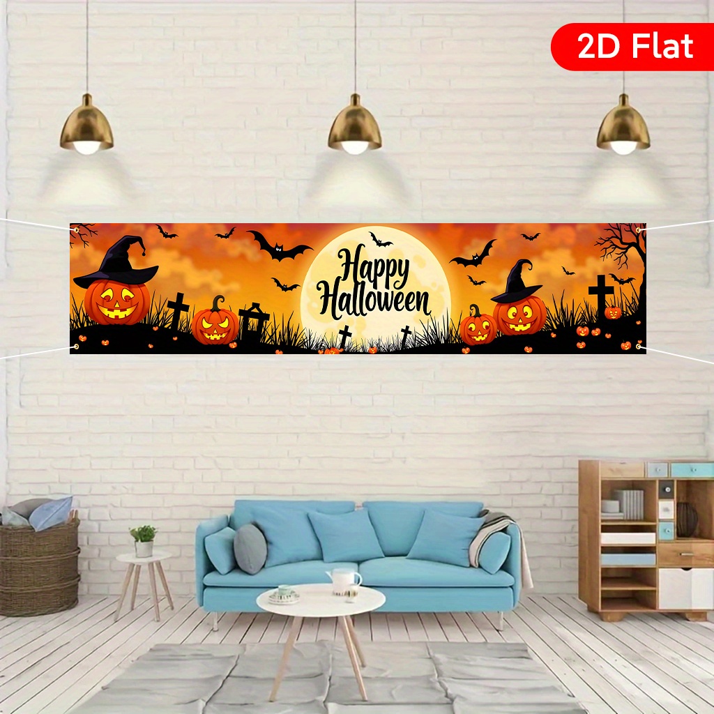Interior Design Years Of School - 1-Piece Halloween Garden Banner with Pumpkin