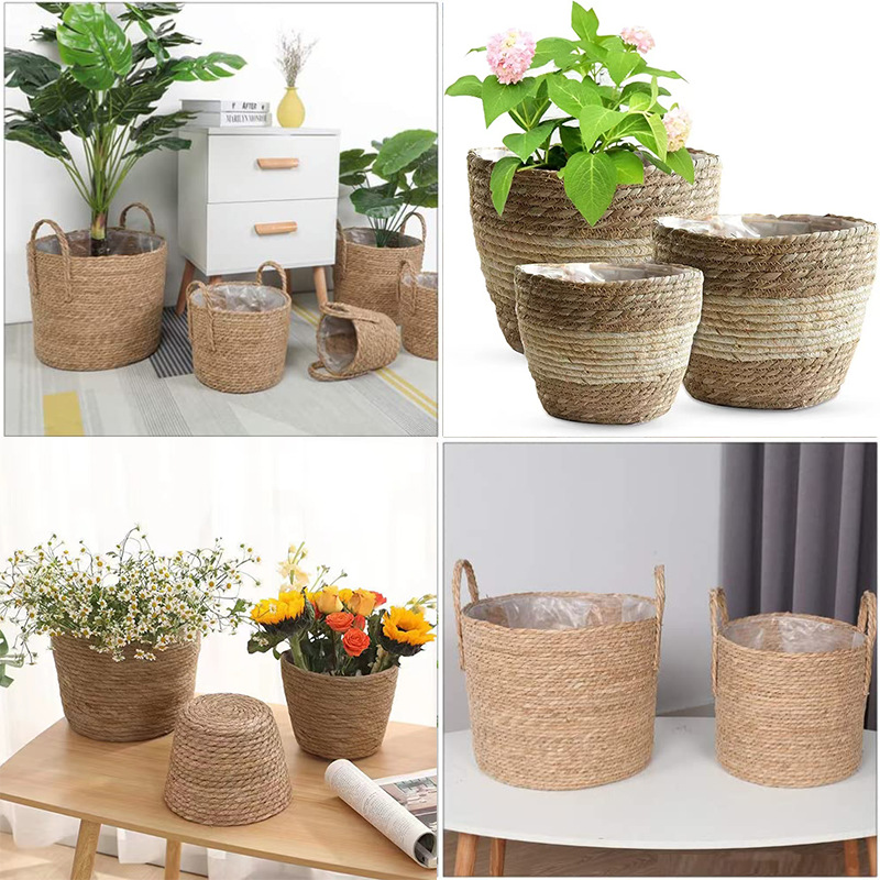 Rattan Tray Handle - 1PC Handwoven natural rattan handle planters
