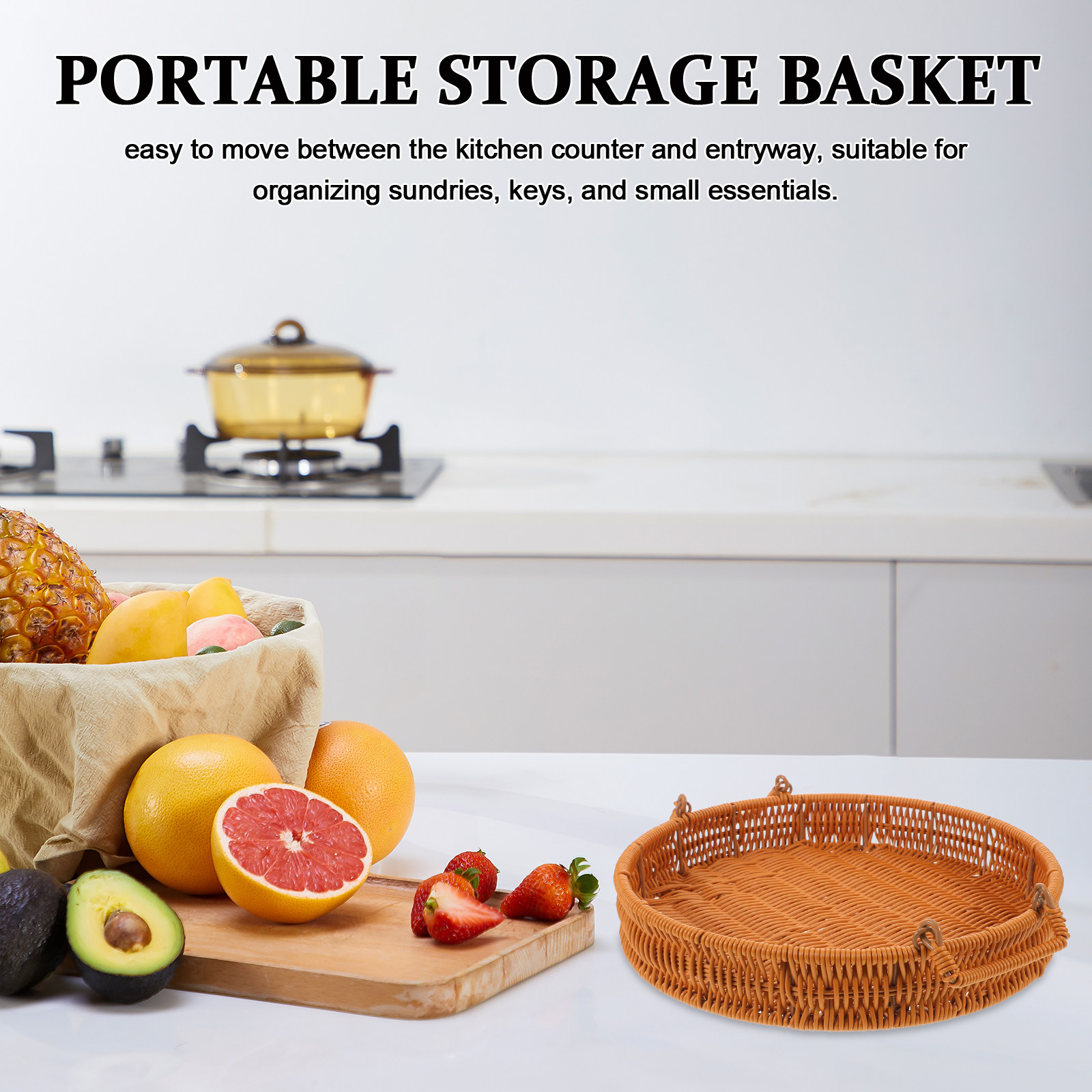 Rattan Tray Handle - Round 12 Inch Handwoven Imitation Rattan