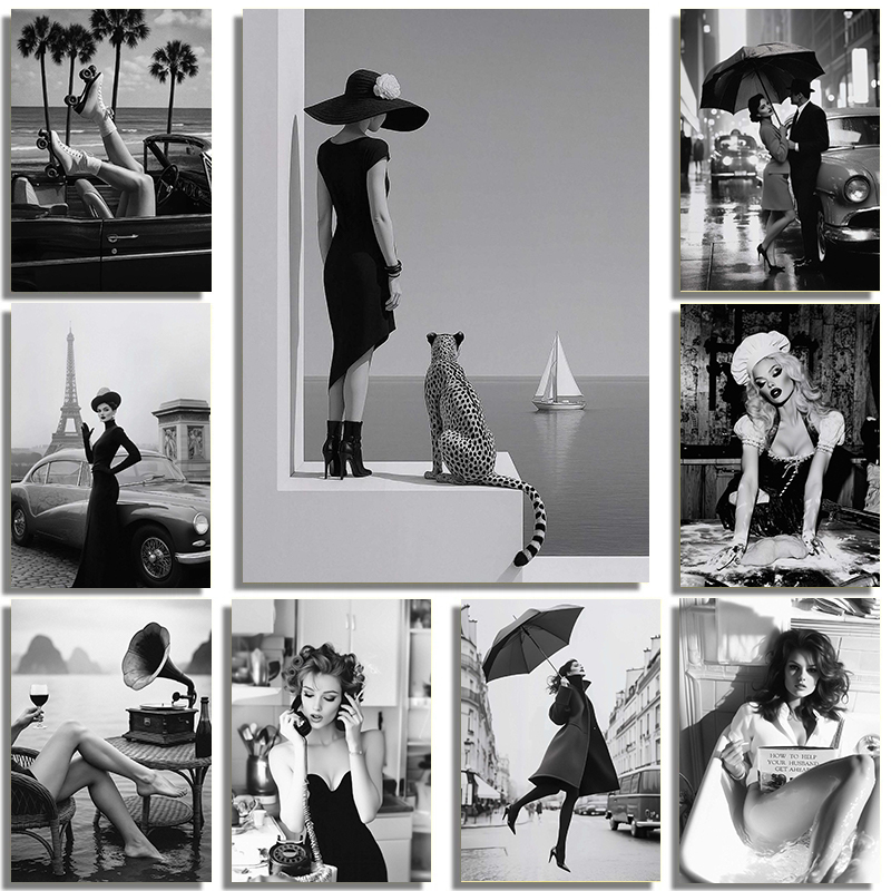 Interior Design Drawing - Black And White Fashion Street Interior