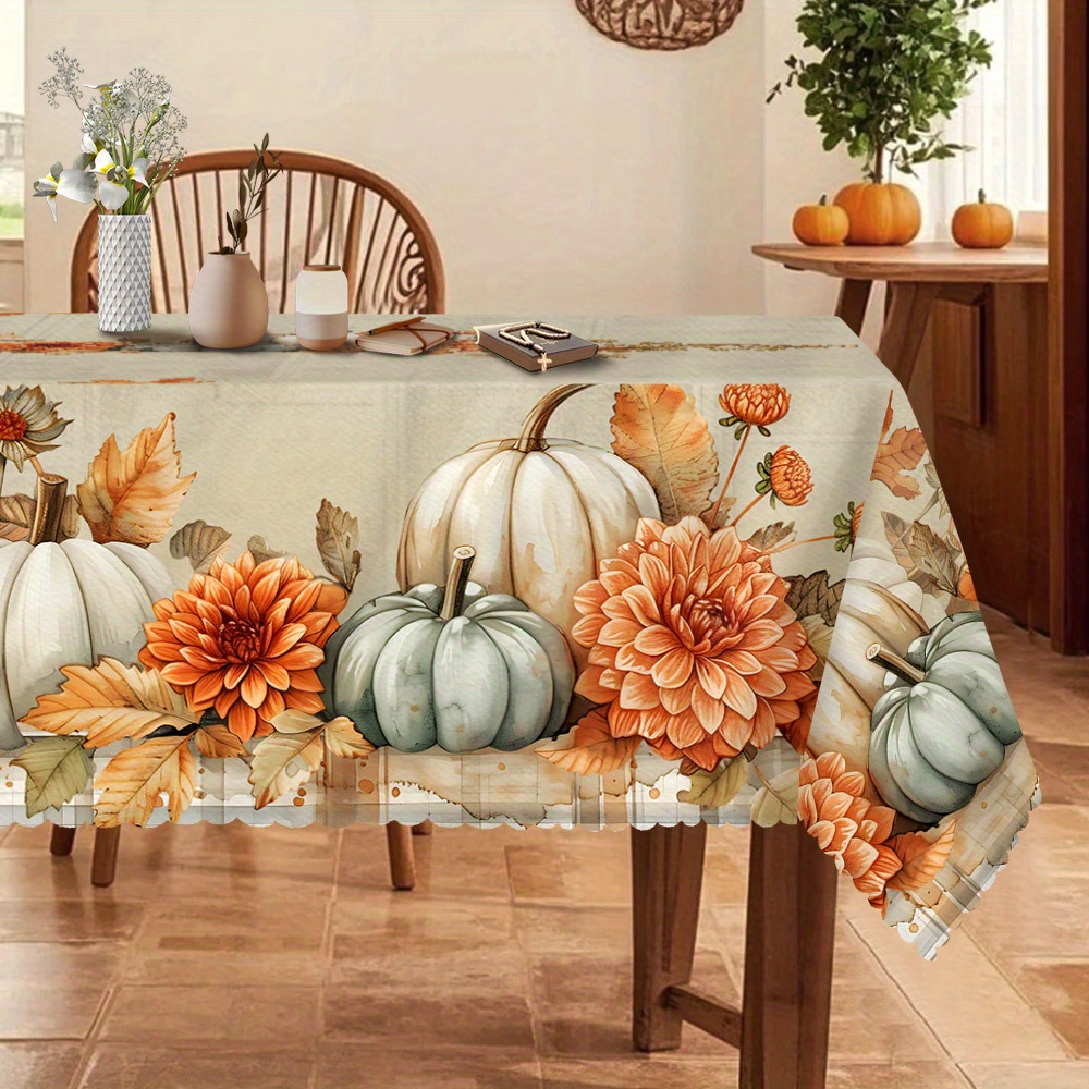Interior Design Years Of School - Autumn Joy Tablecloth, Retro Pumpkin Flower