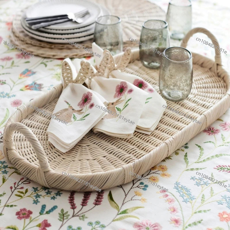 Rattan Tray Handle - Rattan Decor Tray, Handmade Woven Rattan