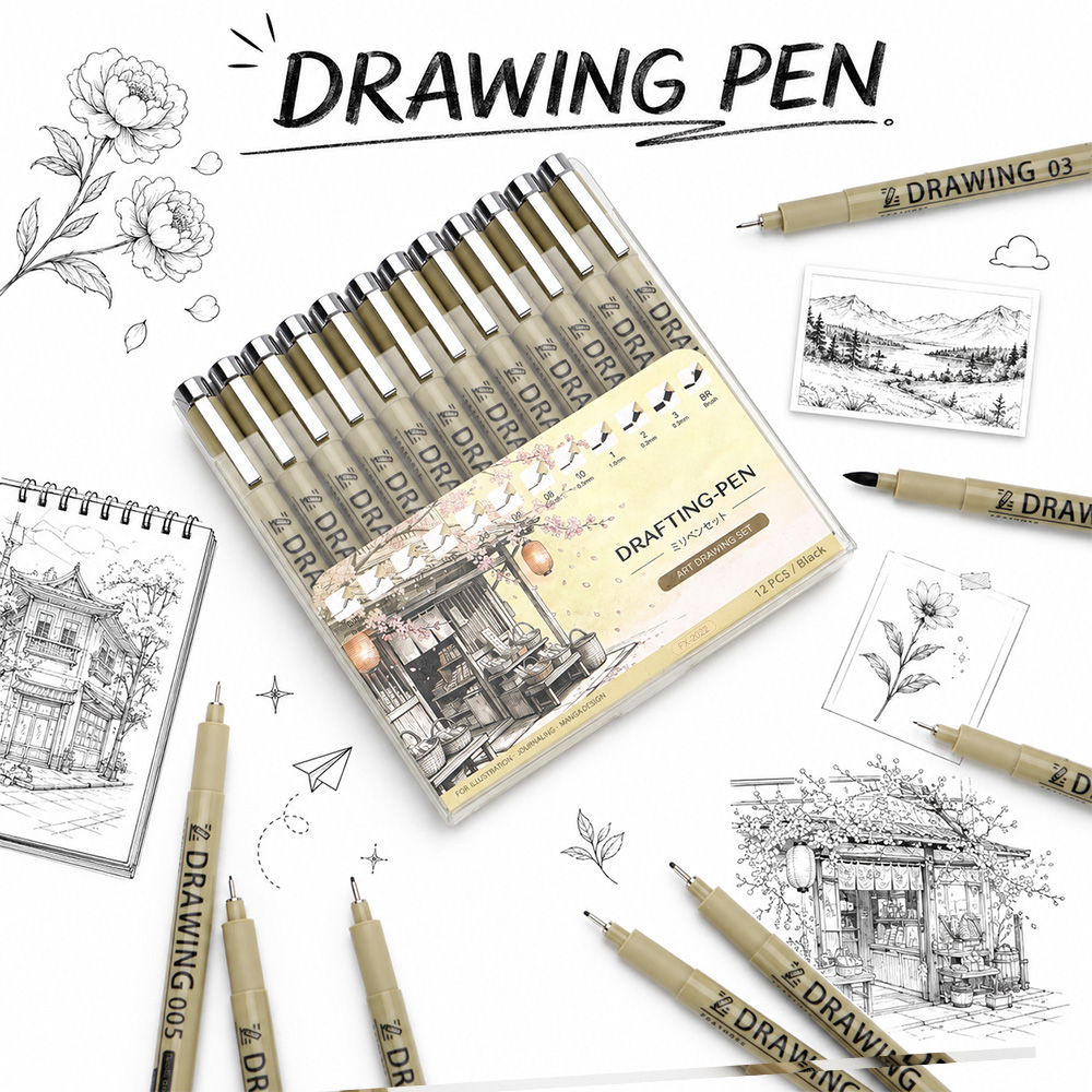 Interior Design Drawing - 12 Size Fine Line Micron Pens