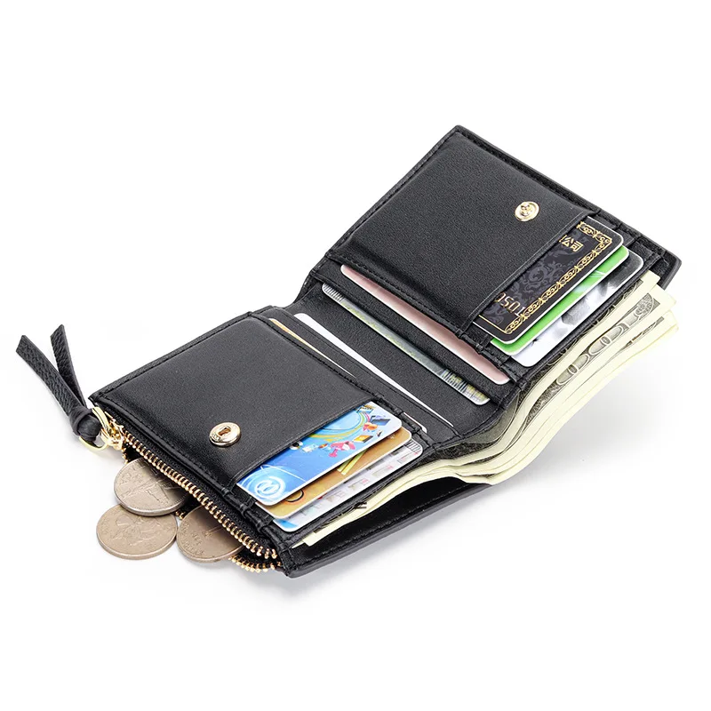 Interior Design Id - Genuine leather wallet women short zipper