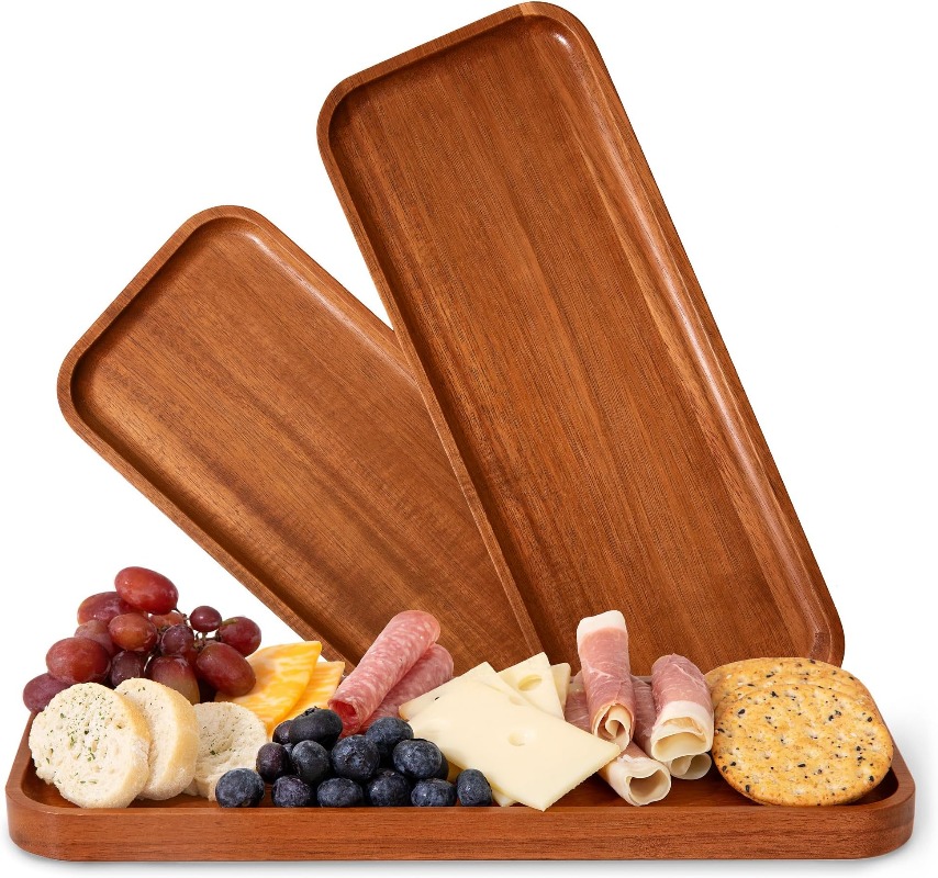 5pcs Acacia Wood Serving Tray  - Travertine Tray Oval review and price