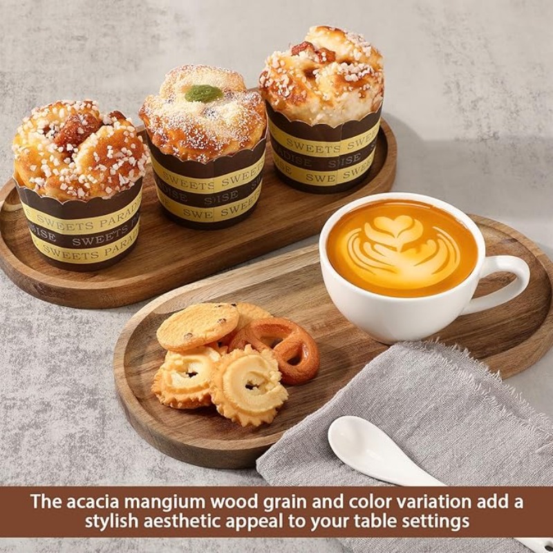 5pcs Acacia Wood Serving Tray  - Travertine Tray Oval review and price