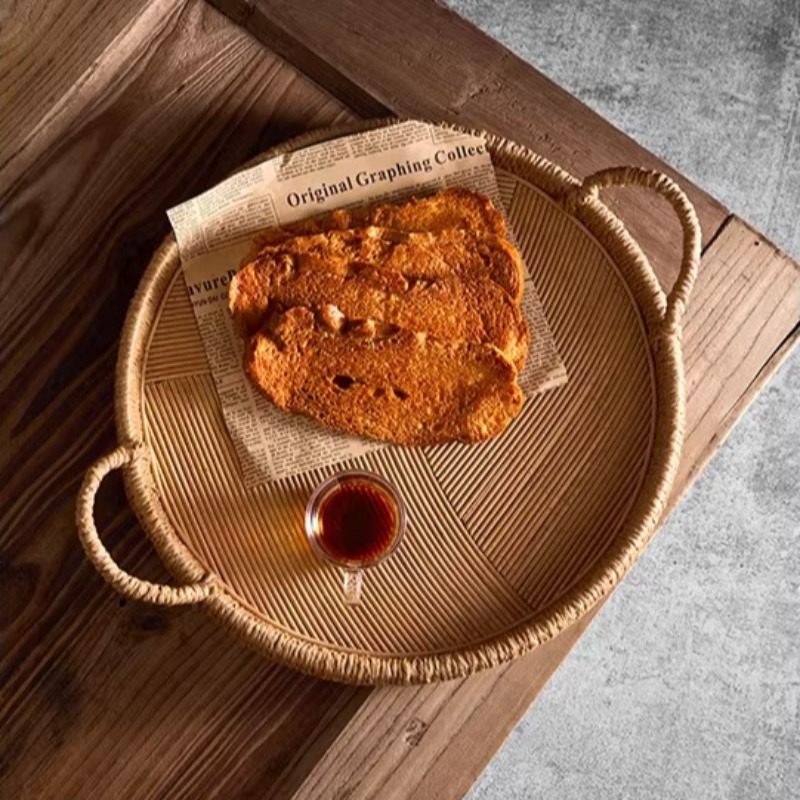 Handwoven Rattan Tray with Han - Rattan Tray Handle review and price