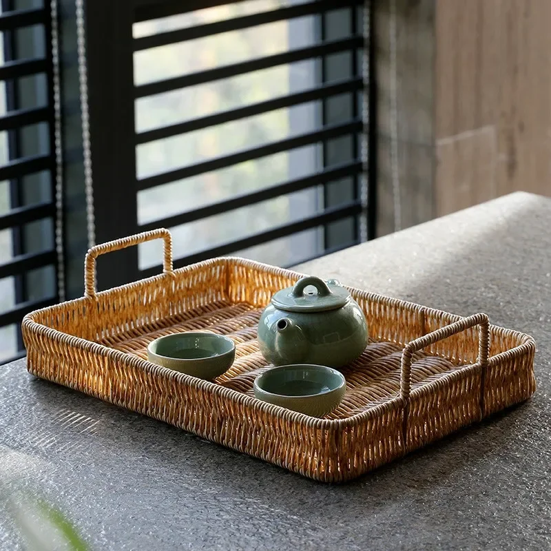 Plastic Storage Tray With Hand - Rattan Tray Handle review and price