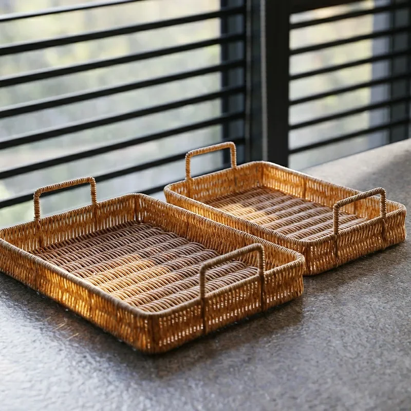 Plastic Storage Tray With Hand - Rattan Tray Handle review and price