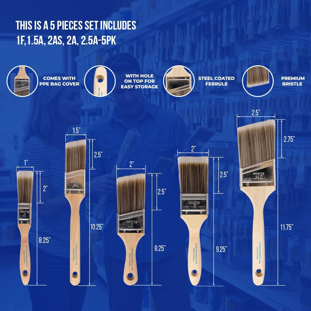 5-Piece Paint Brush Set, Flat  - Interior Design Drawing review and price