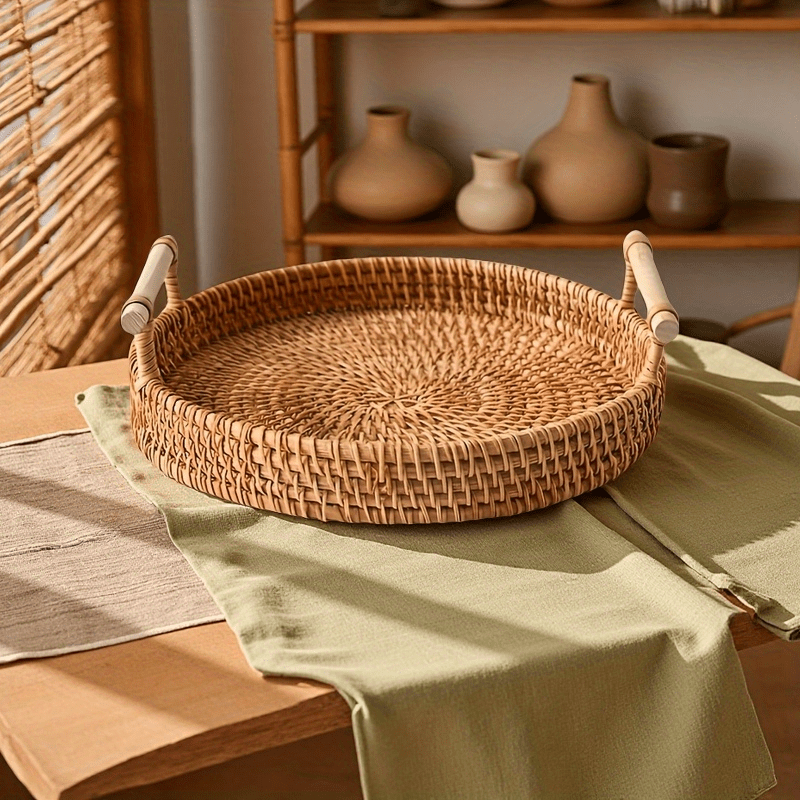 Handmade Rattan Round Tray wit - Rattan Tray Handle review and price