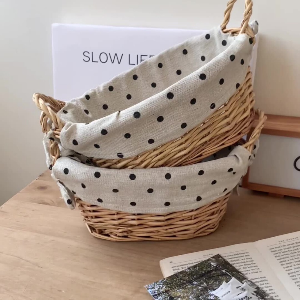 Vintage Fabric Rattan Storage  - Rattan Tray Handle review and price