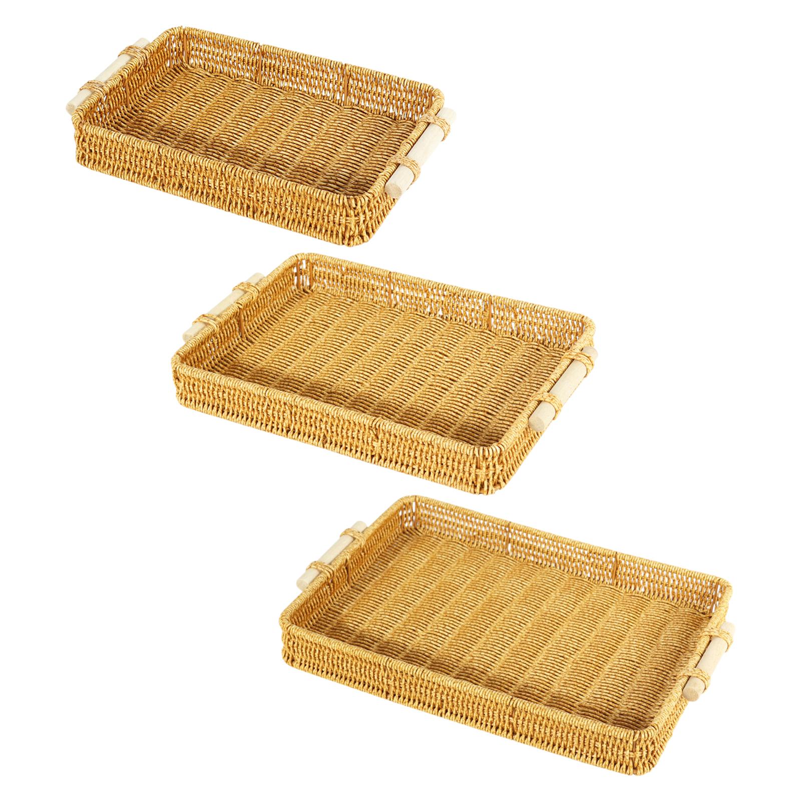 Imitation Rattan Woven Storage - Rattan Tray Handle review and price