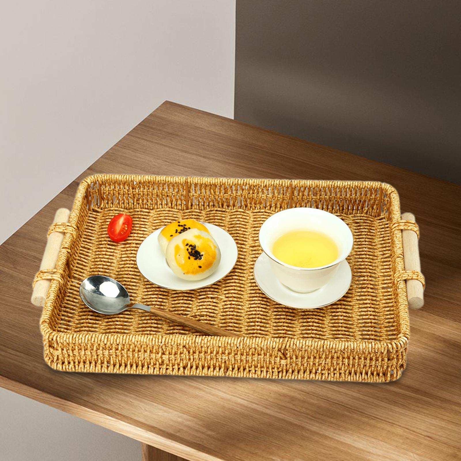 Imitation Rattan Woven Storage - Rattan Tray Handle review and price