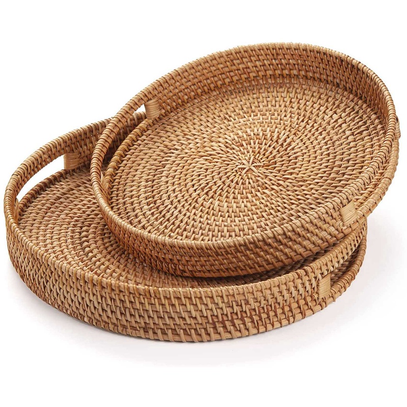 Round Rattan Serving Tray Deco - Rattan Tray Handle review and price