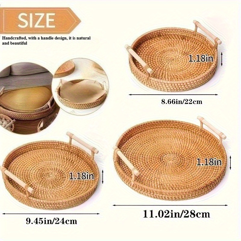 Handmade Rattan Round Tray wit - Rattan Tray Handle review and price